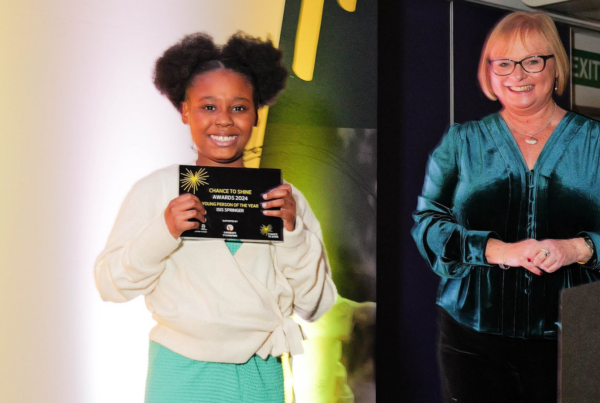 Masha Springer collects her Chance to Shine Award
